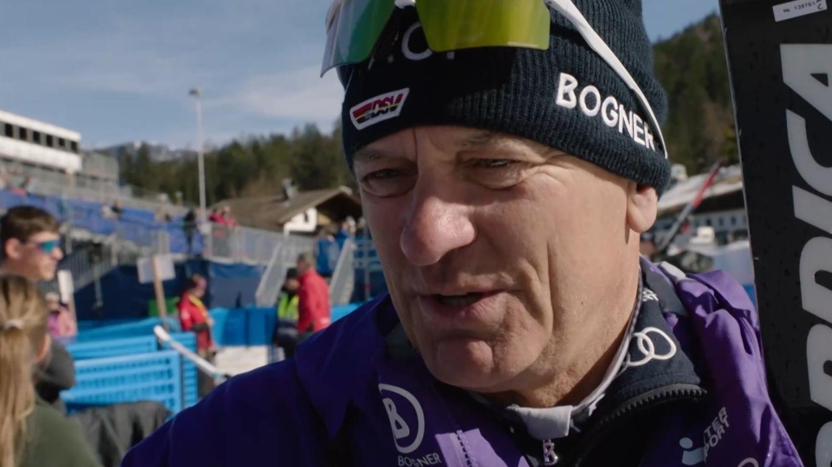 DSV-Alpindirektor Wolfgang Maier spricht vor dem Heim-Weltcup in Garmisch-Partenkirchen über die Bedingungen auf der Kandahar.