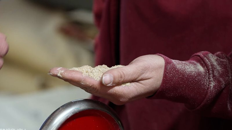 Eine Hand hält gemahlenes Getreide. | Bild: BR Eine Hand hält gemahlenes Getreide.