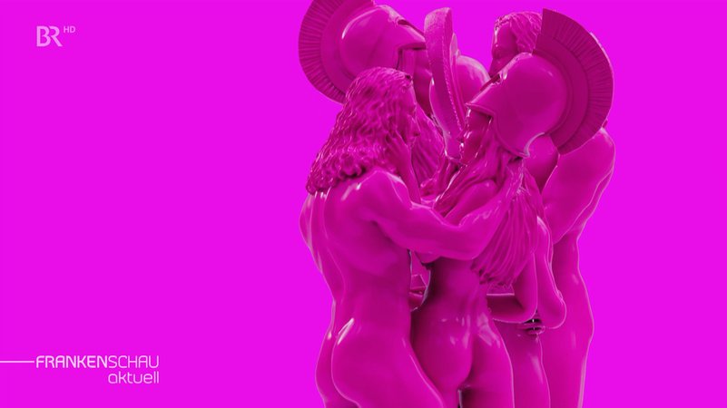 Dürer-Büste von Bogi Nagy in Neonpink, erstellt mit einem 3D-Drucker. | Bild: BR Dürer-Büste von Bogi Nagy in Neonpink, erstellt mit einem 3D-Drucker.