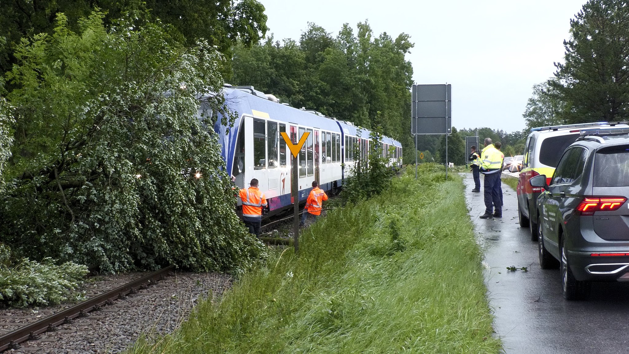 Zug kollidiert mit Baum bei Holzkirchen