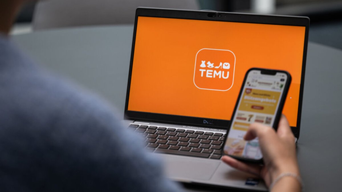 Das Logo des online-Marktplatzes "Temu" erscheint auf einem Laptop-Bildschirm