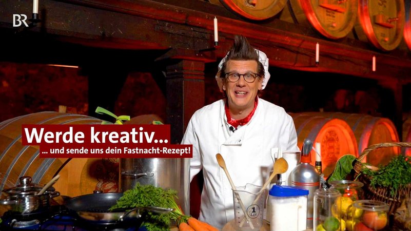 Matthias Walz als Fastnacht-Koch. | Bild: Bayerischer Rundfunk 2024 Matthias Walz als Fastnacht-Koch.
