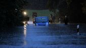 Ein Fahrzeug steht von Wasser umgeben auf einer überfluteten Straße am Bodensee.  | Bild:picture alliance/dpa | Bernd März