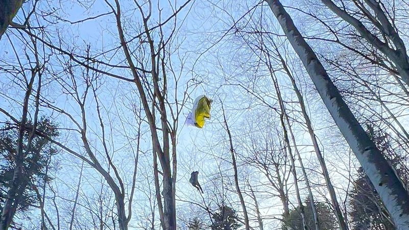 Die Gleitschrimfliegerin ist in den Baumkronen gelandet | Bild: BR/Bergwacht Bayern Die Gleitschrimfliegerin ist in den Baumkronen gelandet