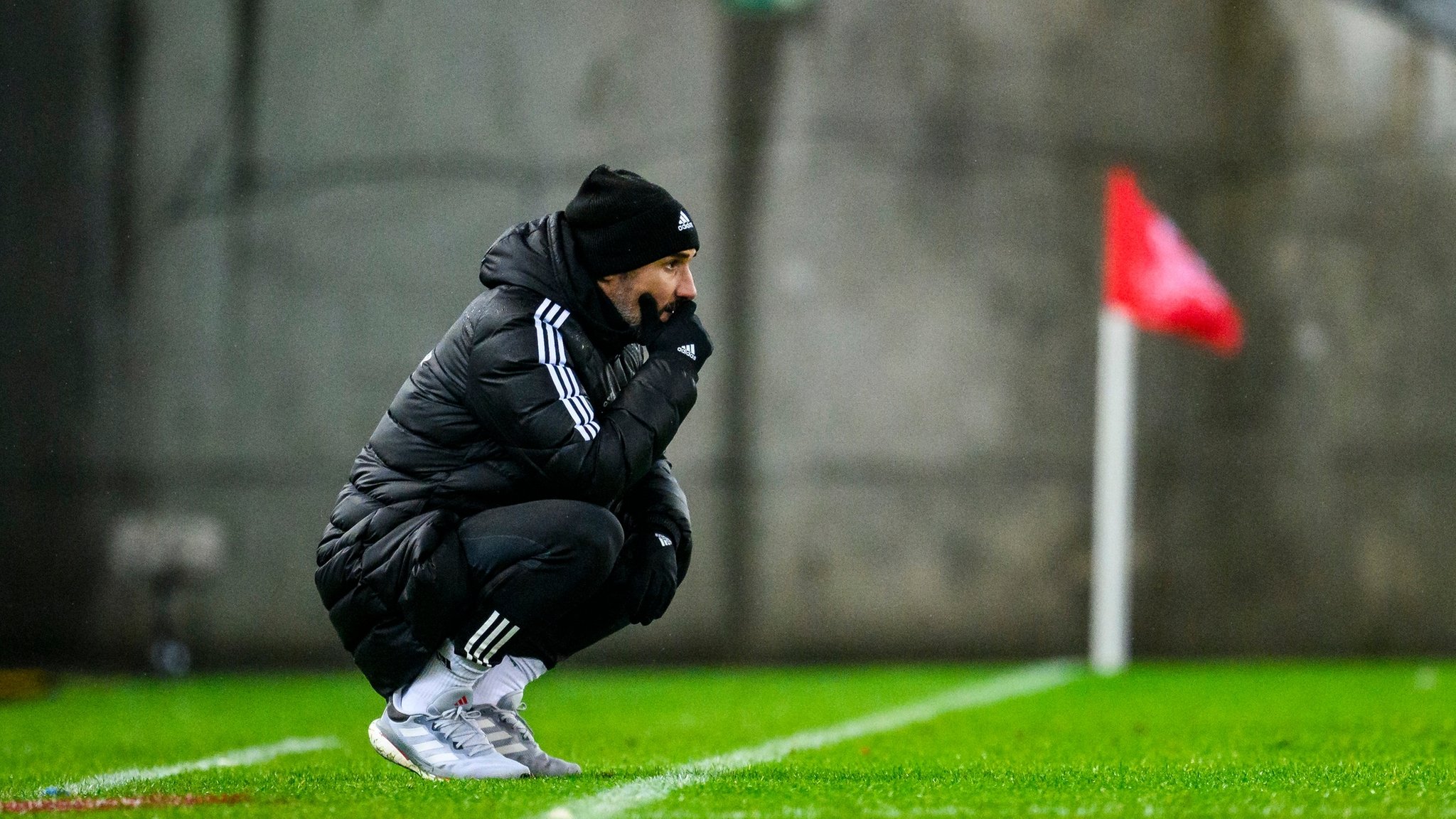 05.12.2023, Rheinland-Pfalz, Kaiserslautern: Fußball: DFB-Pokal, 1. FC Kaiserslautern - 1. FC Nürnberg, Achtelfinale, Fritz-Walter-Stadion. Nürnbergs Trainer Cristian Fiél reagiert im Spiel.