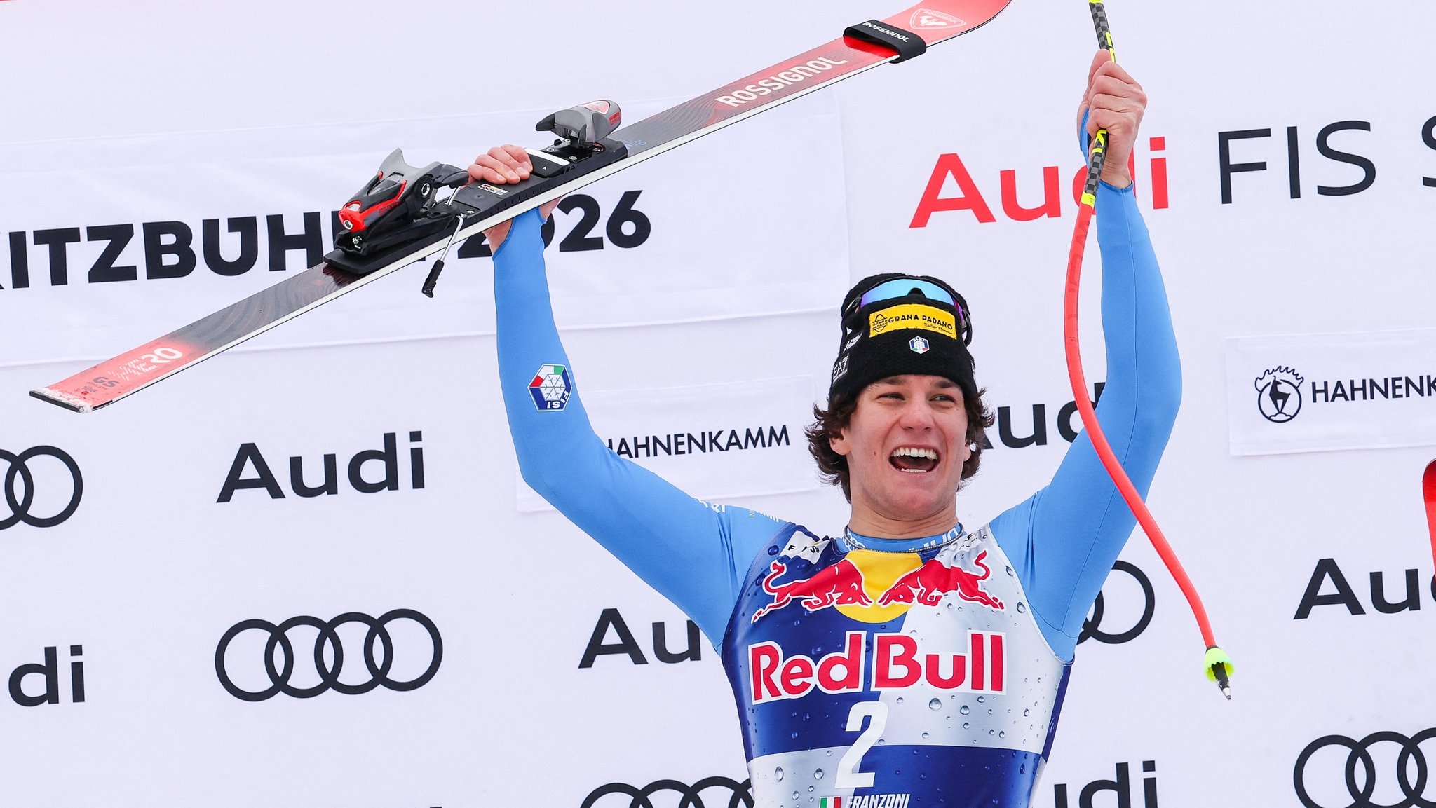 Abfahrtssieger Giovanni Franzoni | Bild: picture alliance / abaca | IPA Sport/ABACA Abfahrtssieger Giovanni Franzoni