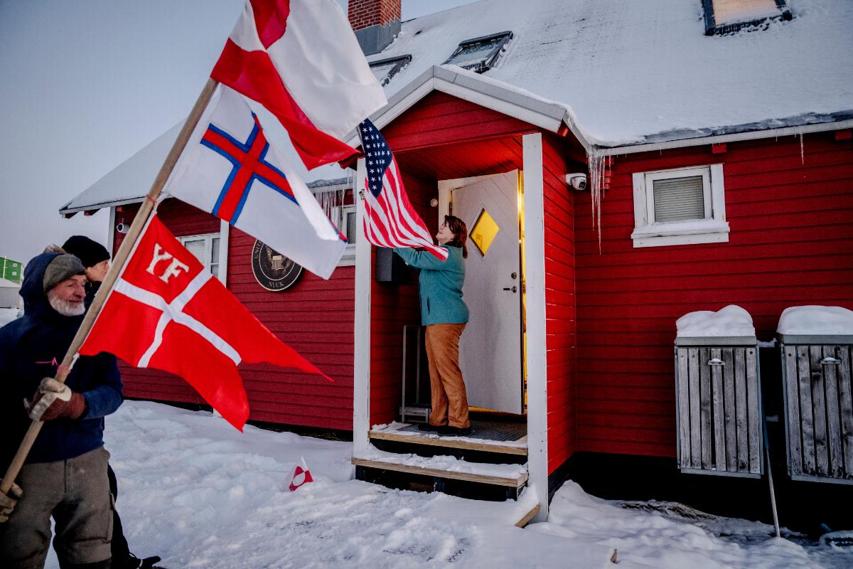 Proteste vor dem US-Konsulat in Grönlands Hauptstadt Nuuk.