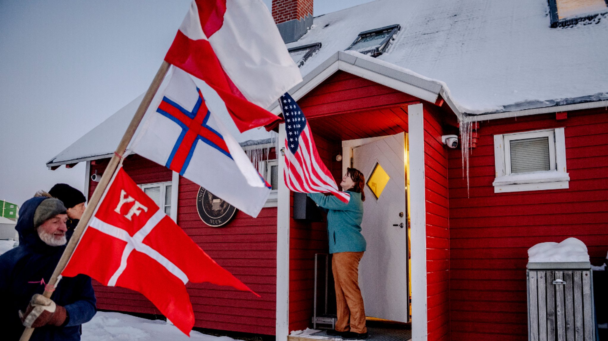 Proteste vor dem US-Konsulat in Grönlands Hauptstadt Nuuk.