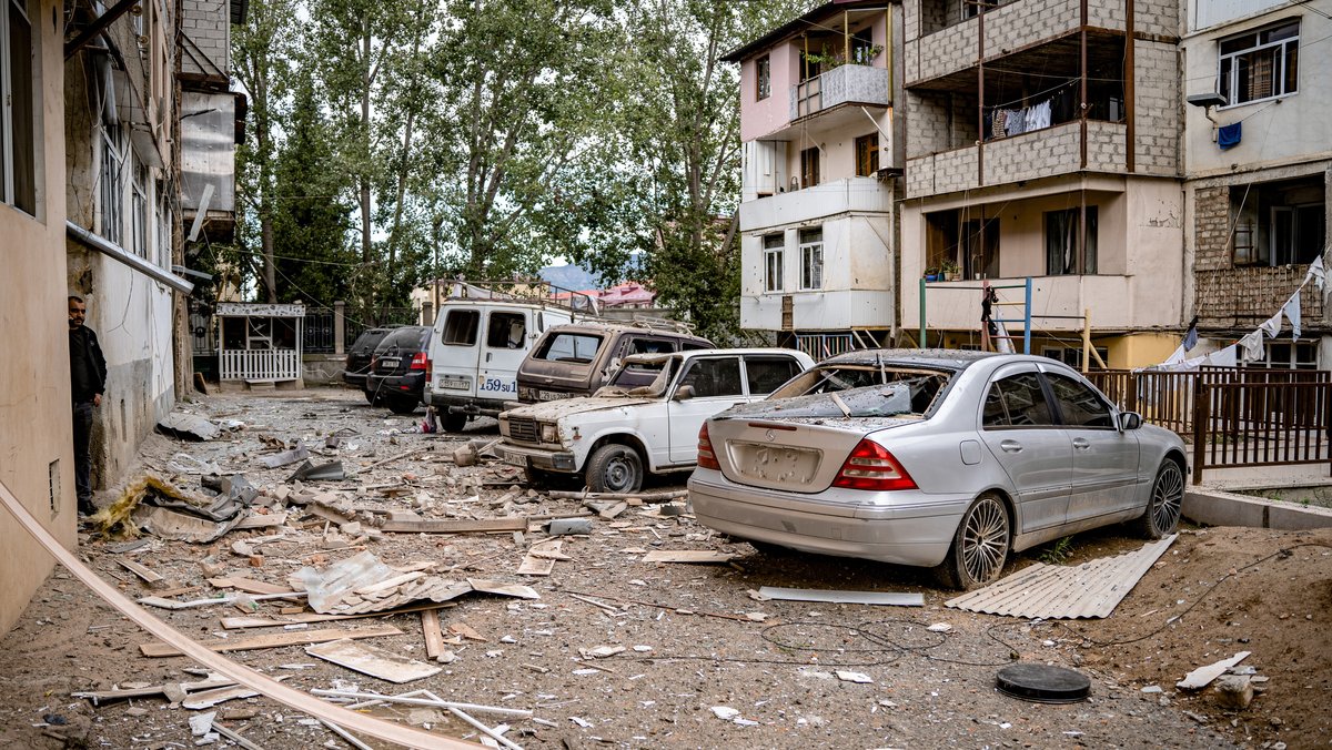 19.9.2023: Zerstörungen in der Regionalhauptstadt Stepanakert 