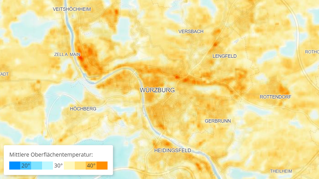 BR Data-Analyse der Oberflächentemperatur in Würzburg und Umgebung