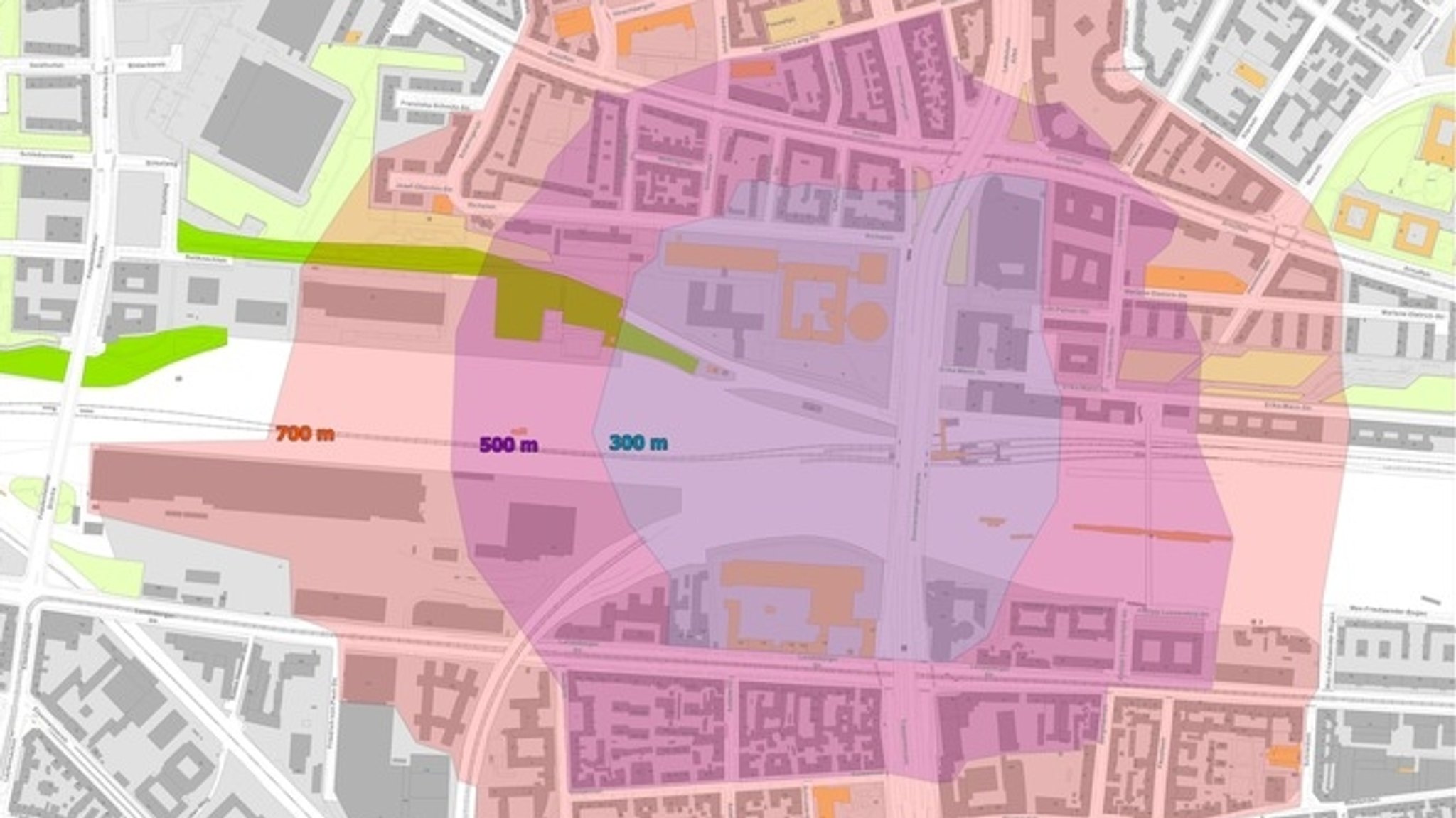 Die geplante Sperrzone. Noch ist aber nicht sicher, ob der gefundene Gegenstand überhaupt eine Fliegerbome ist.