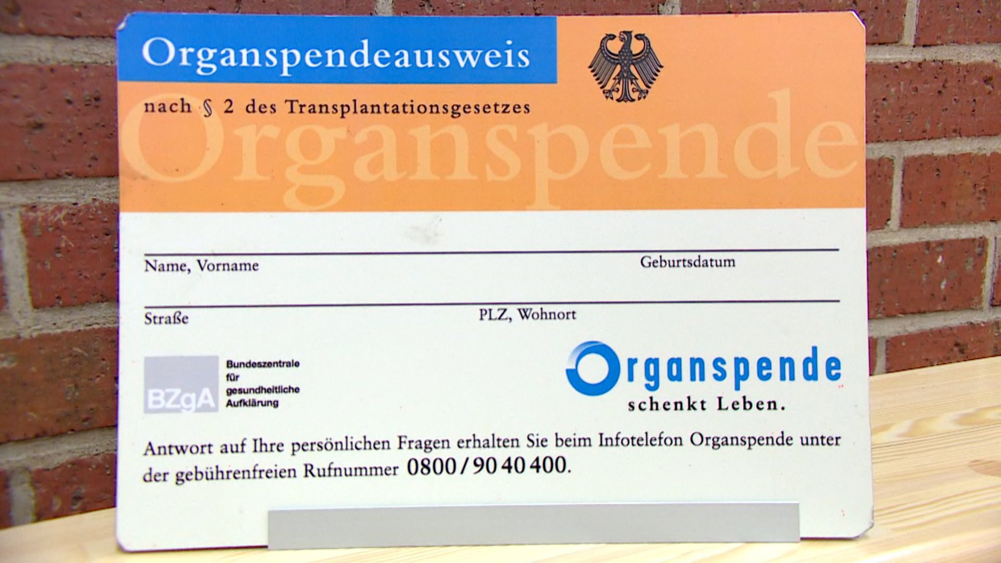 Ein Organspendeausweis.