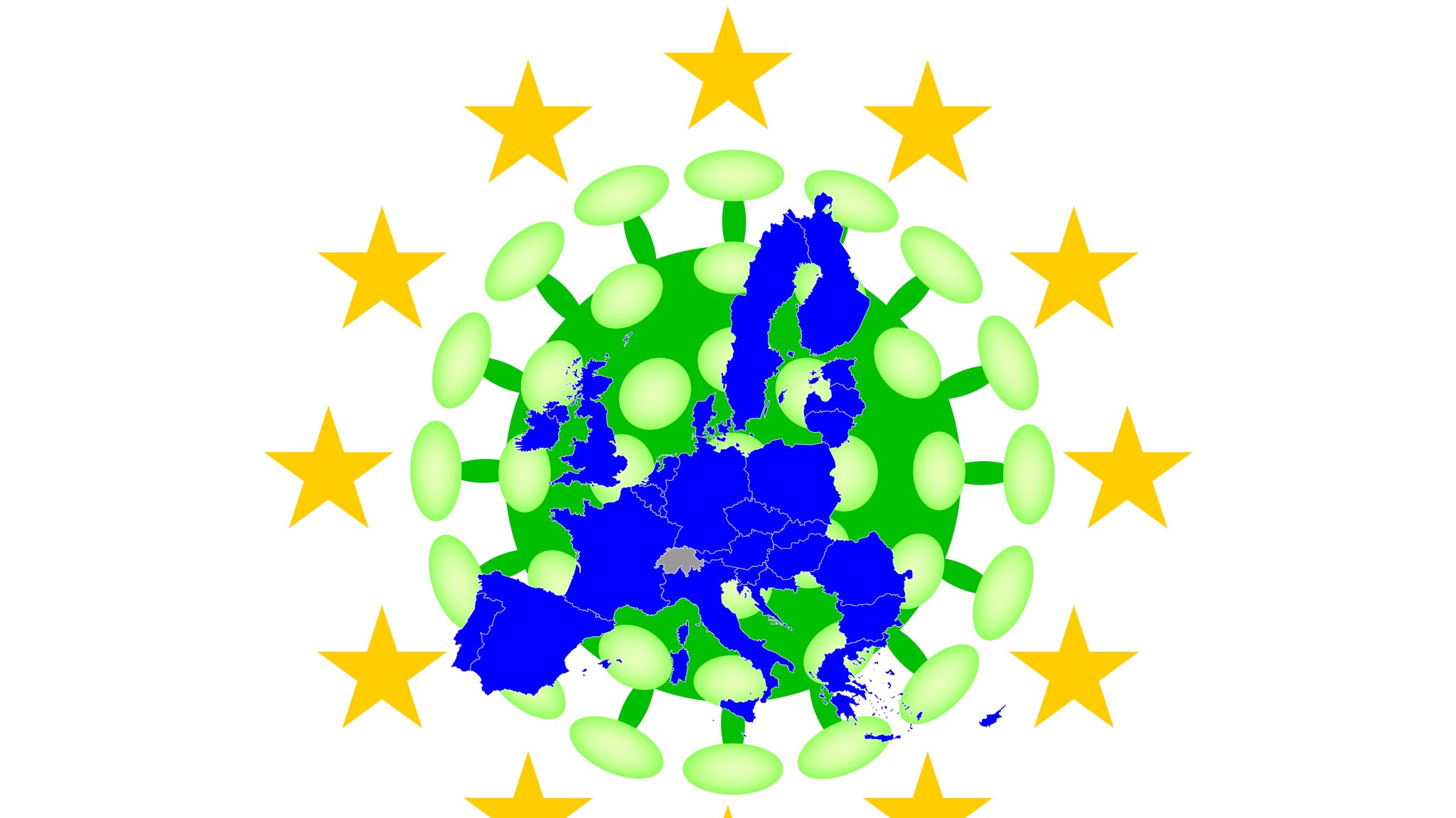 COVID-19 Virus mit Europakarte