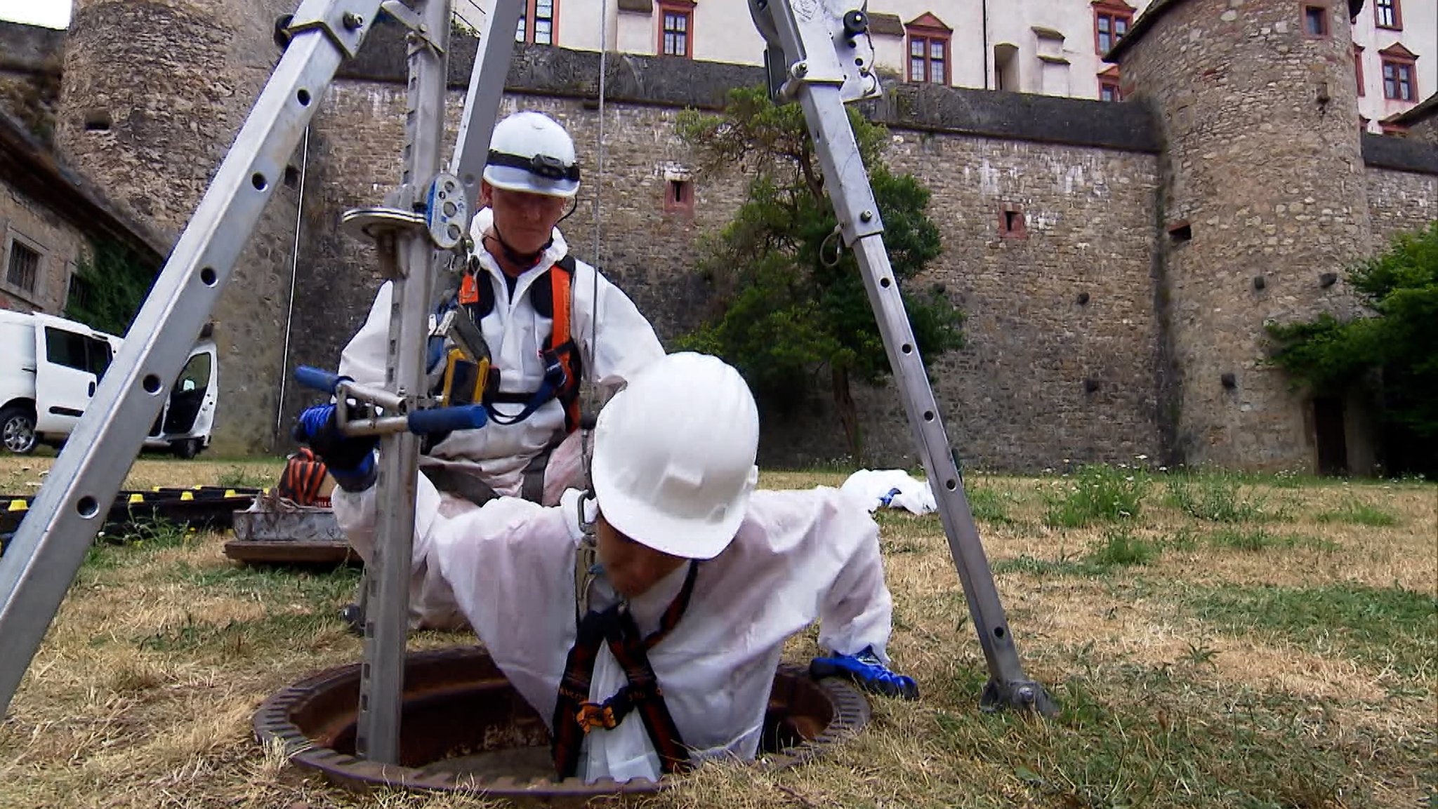 Arbeiten in den Kanälen unter der Festung Marienberg