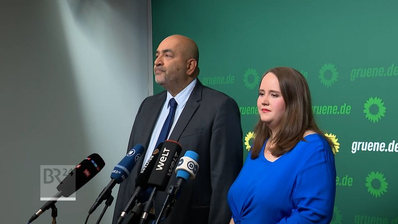 Die Parteichefs der Grünen, Ricarda Lang und Omid Nouripour, treten ab. | Bild: Bayerischer Rundfunk 2024 Die Parteichefs der Grünen, Ricarda Lang und Omid Nouripour, treten ab.