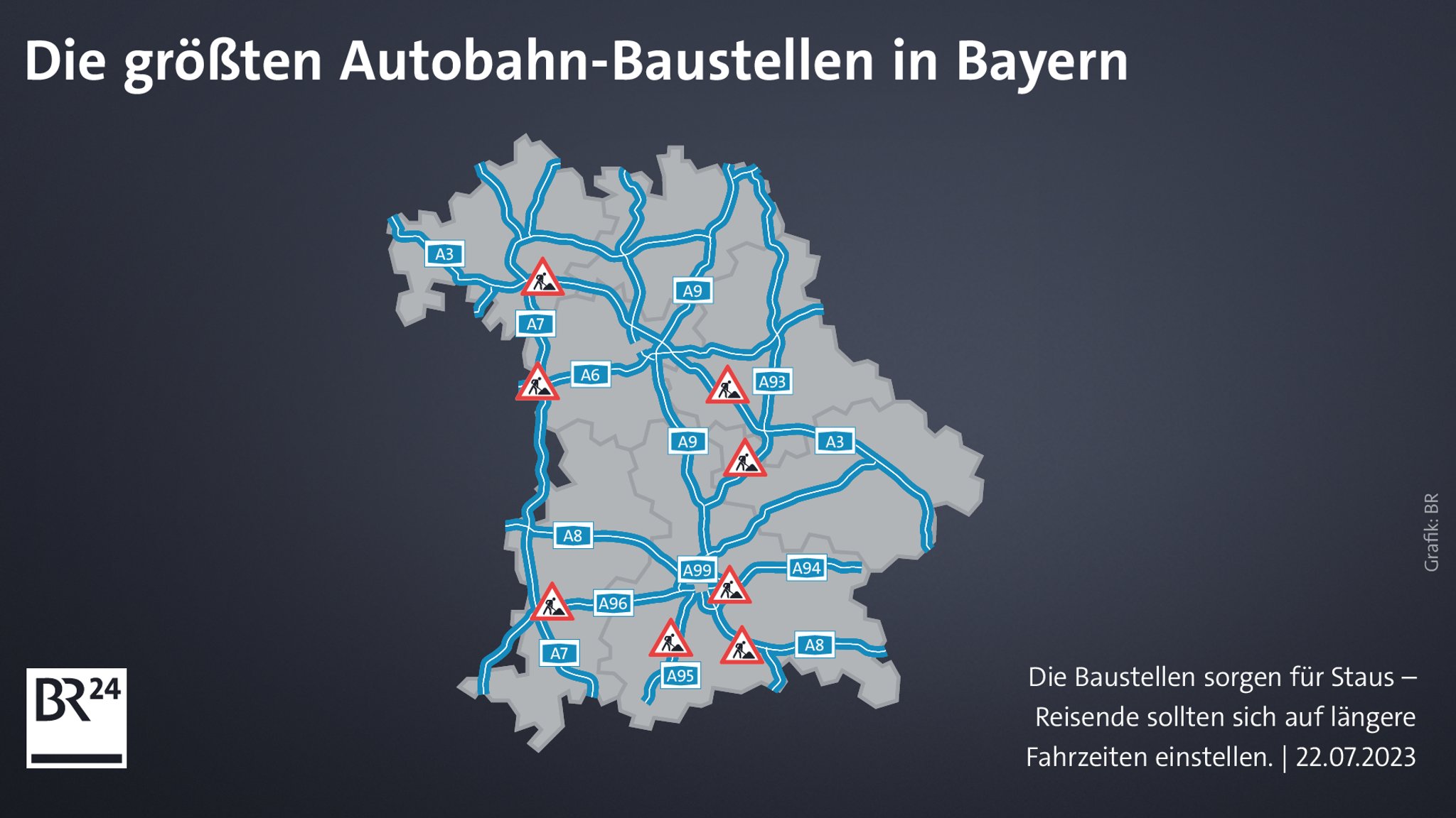 Übersicht: Baustellen auf Fernstraßen in Bayern