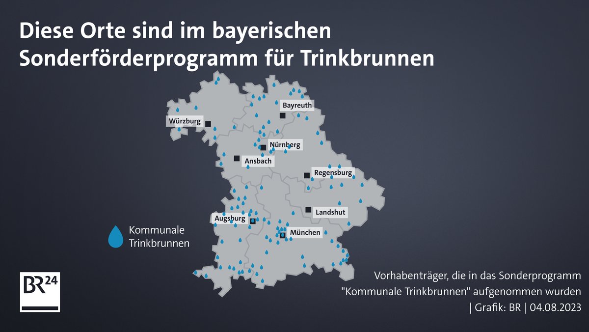 Orte, die im bayerischen Sonderförderprogramm für Trinkbrunnen sind