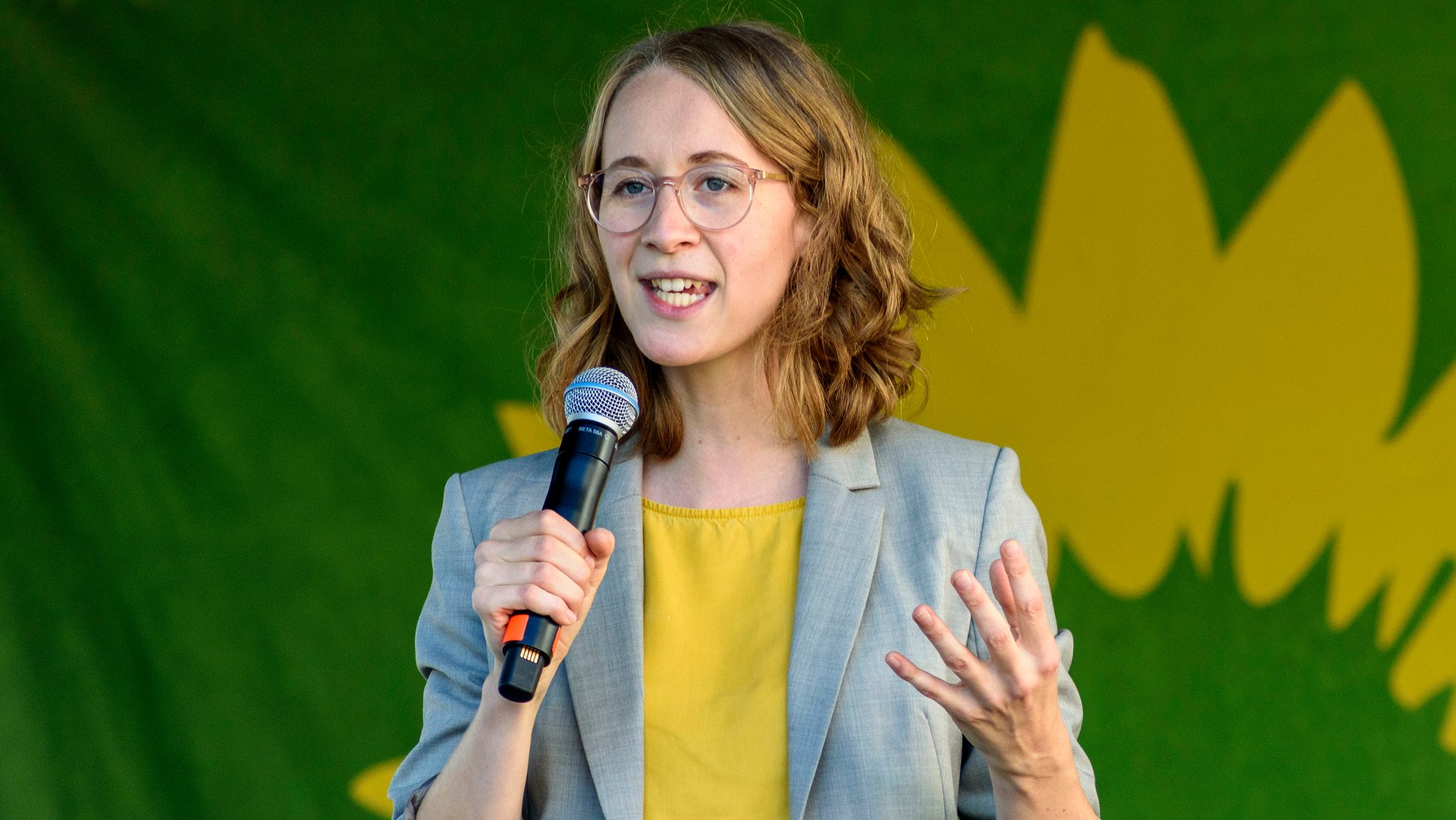 Archivbild: Eva Lettenbauer bei einer Wahlkampfveranstaltung der Grünen auf dem Kornmarkt. Nürnberg, 23.09.2021