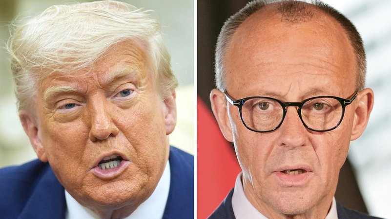 (Symbolbild) Donald Trump und Friedrich Merz | Bild: dpa-Bildfunk/Evan Vucci/Kay Nietfeld (Symbolbild) Donald Trump und Friedrich Merz
