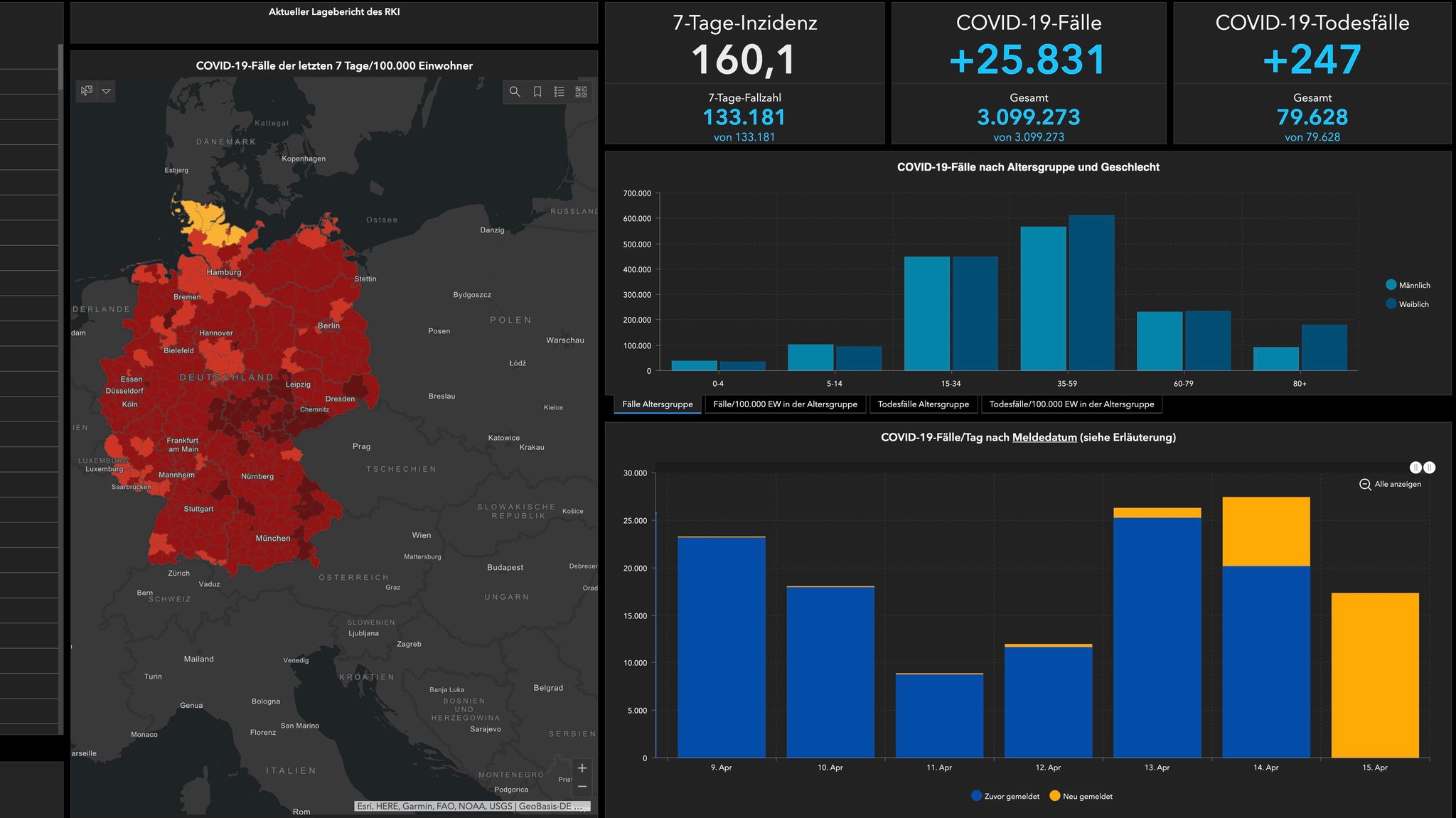 Das Covid-19-Dashboard des RKI vom 16. April 2021