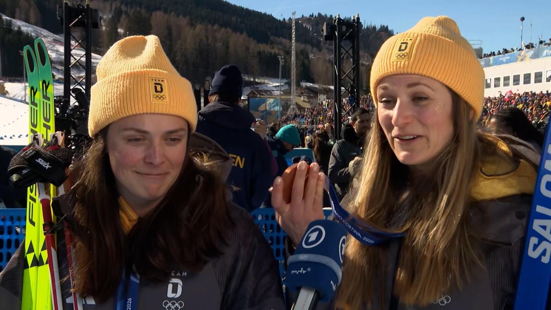 Coletta Rydzek & Laura Gimmler mit der Bronzemedaille