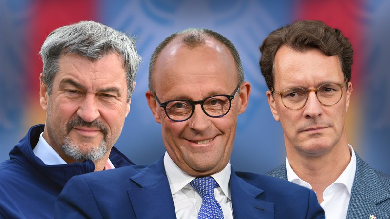 FOTOMONTAGE: Markus Söder, Friedrich Merz und Hendrik Wüst | Bild: picture alliance / SVEN SIMON | Frank Hoermann / SVEN SIMON FOTOMONTAGE: Markus Söder, Friedrich Merz und Hendrik Wüst