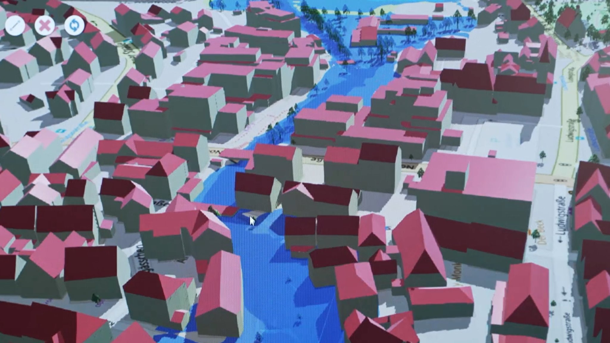 Ein Computermodell von der Stadt Schwabach. Hiermit soll Stadtplanung und Katastrophenschutz vorangetrieben werden.