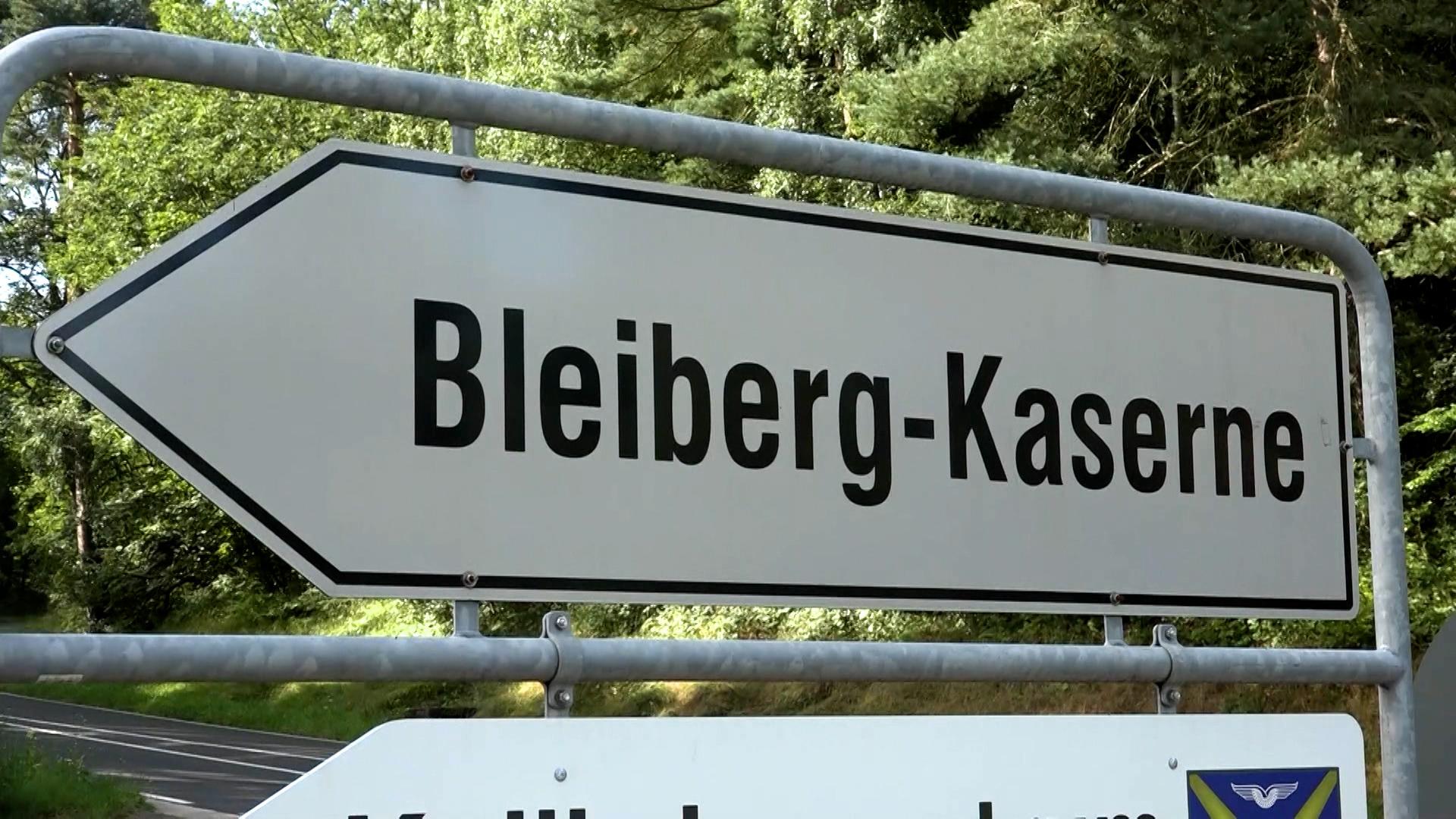 Zufahrtsschild zur Bleiberg-Kaserne im nordrhein-westfälischen Mechernich