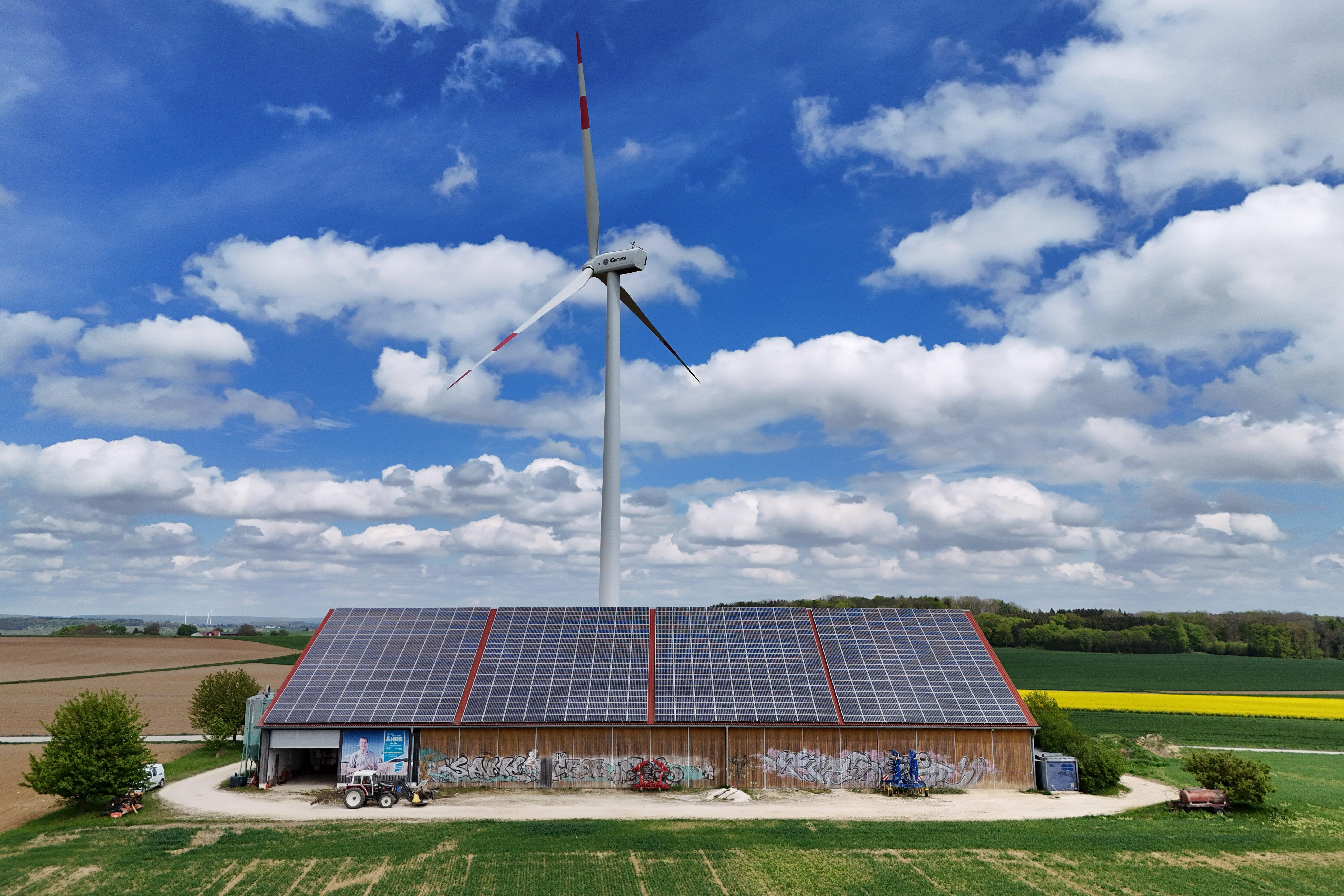 Ein Gamesa-Windrad auf der Schwäbischen Alb.