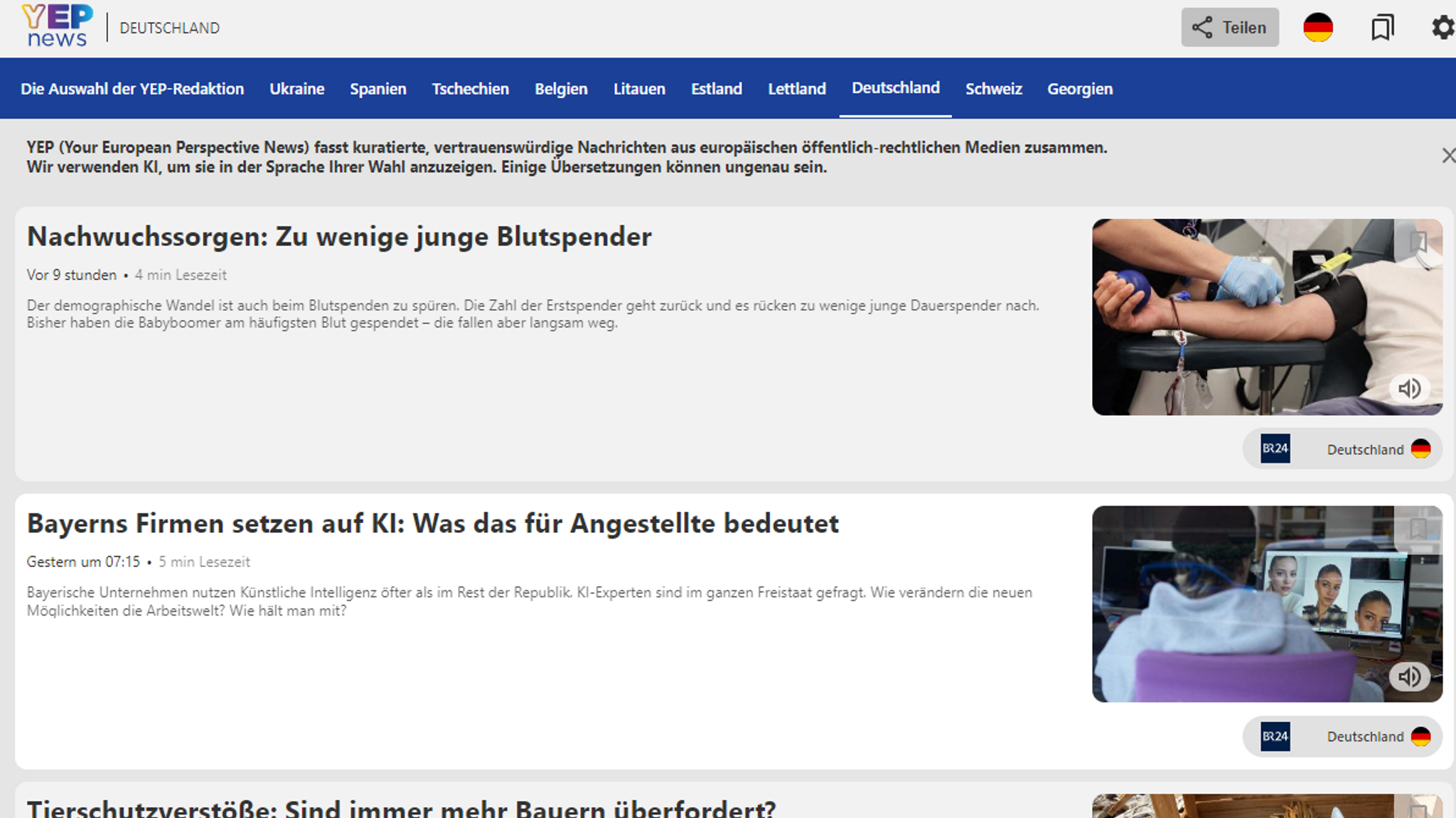 Nachrichten aus Deutschland auf der Webseite YEP News, Stand 11.03.