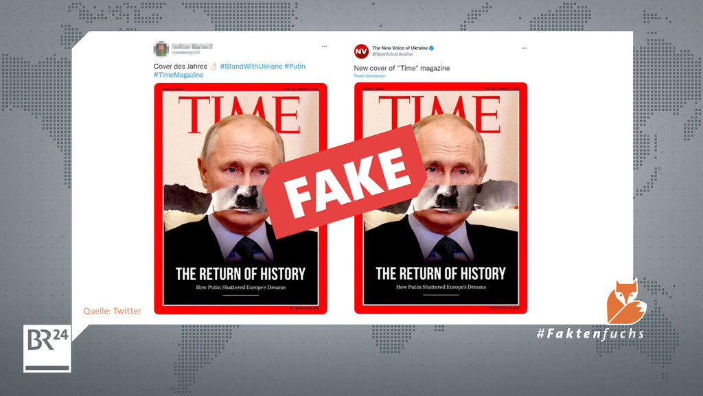 Ein angebliches Time-Cover zeigt Putin mit Hitler-Bart