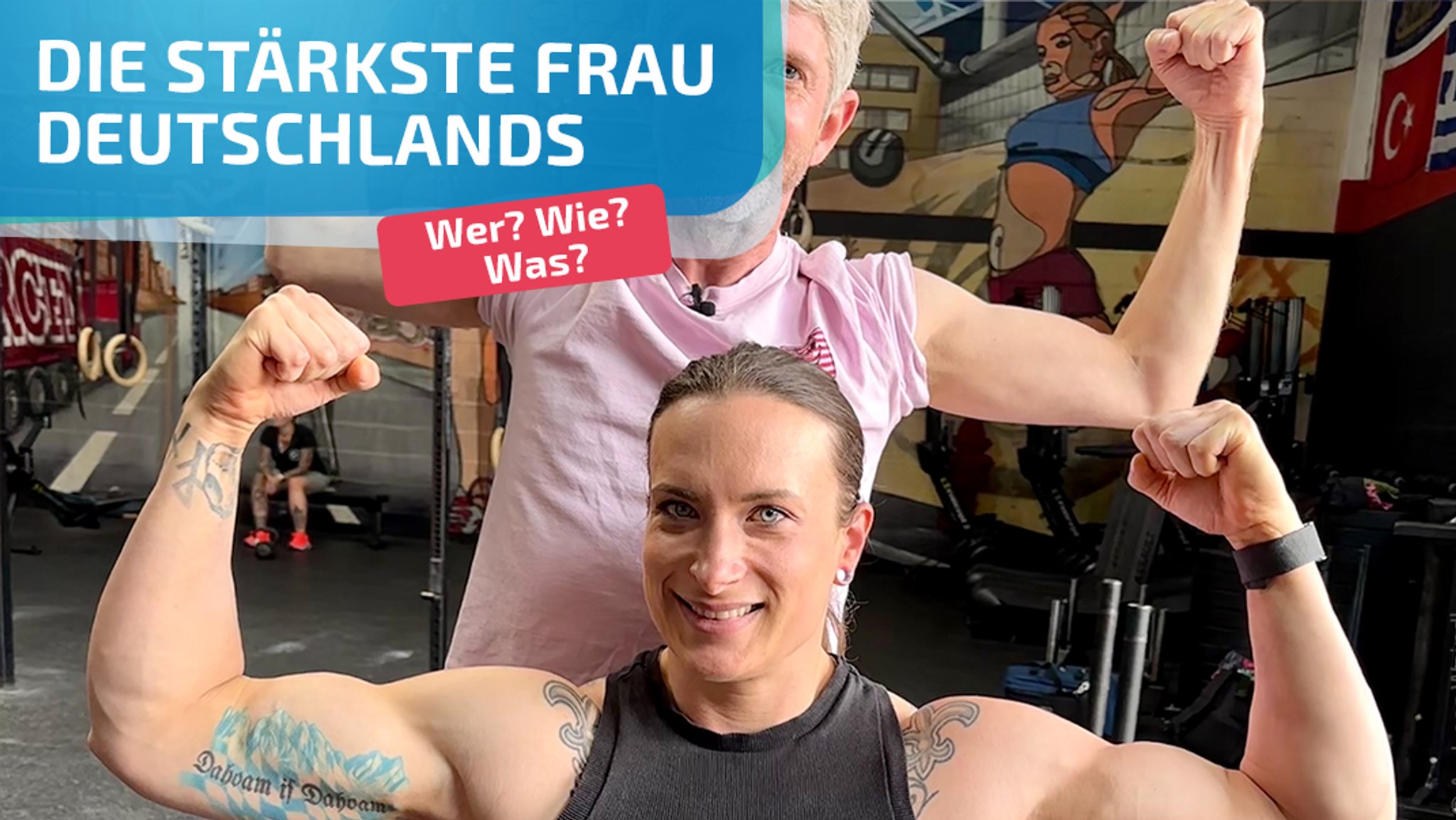 Andi von den Woidboyz und Strongwoman Sandra zeigen ihre Muskeln