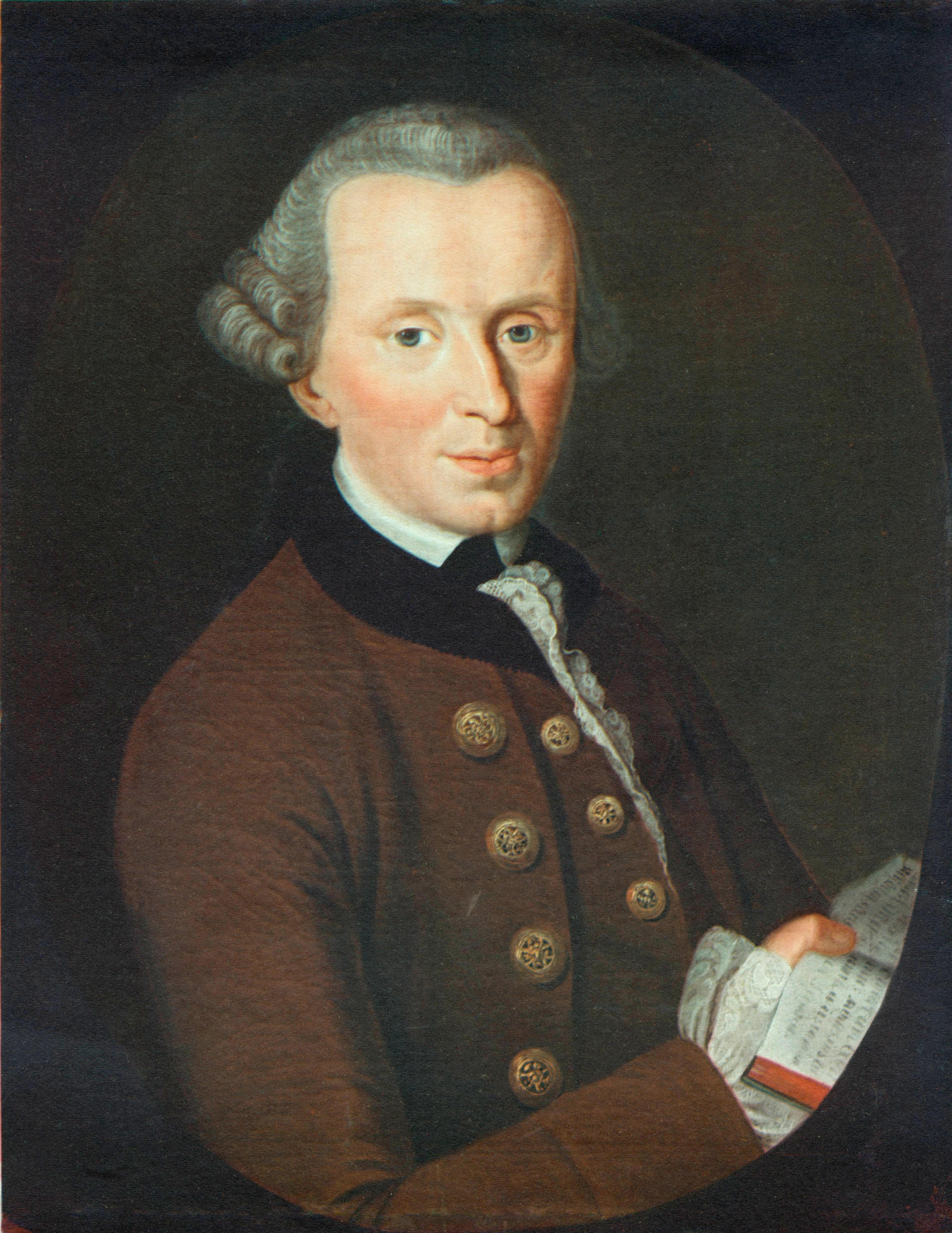 Immanuel Kant, Bildnis im Alter von 44 Jahren, Gemälde von Becker (vermutlich Johann Wilhelm Becker, 1744-1782), 2. Fassung. Marbach, Schiller-Nationalmuseum.