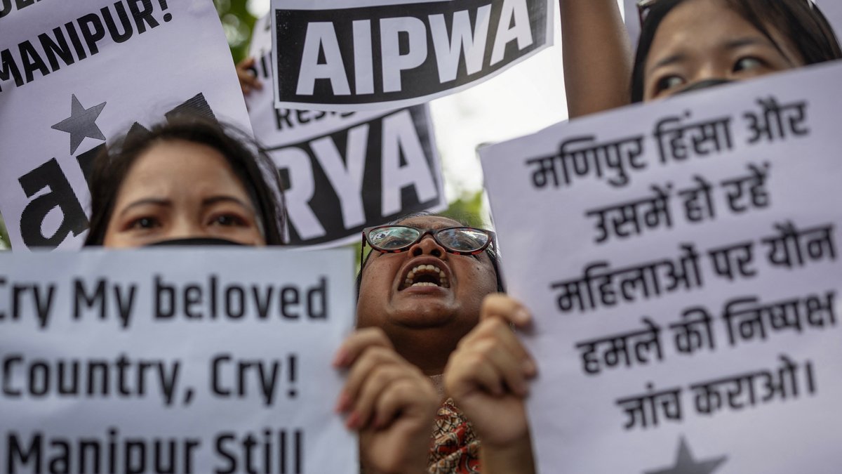 Proteste gegen einen sexuellen Übergriff  im indischen Manipur.