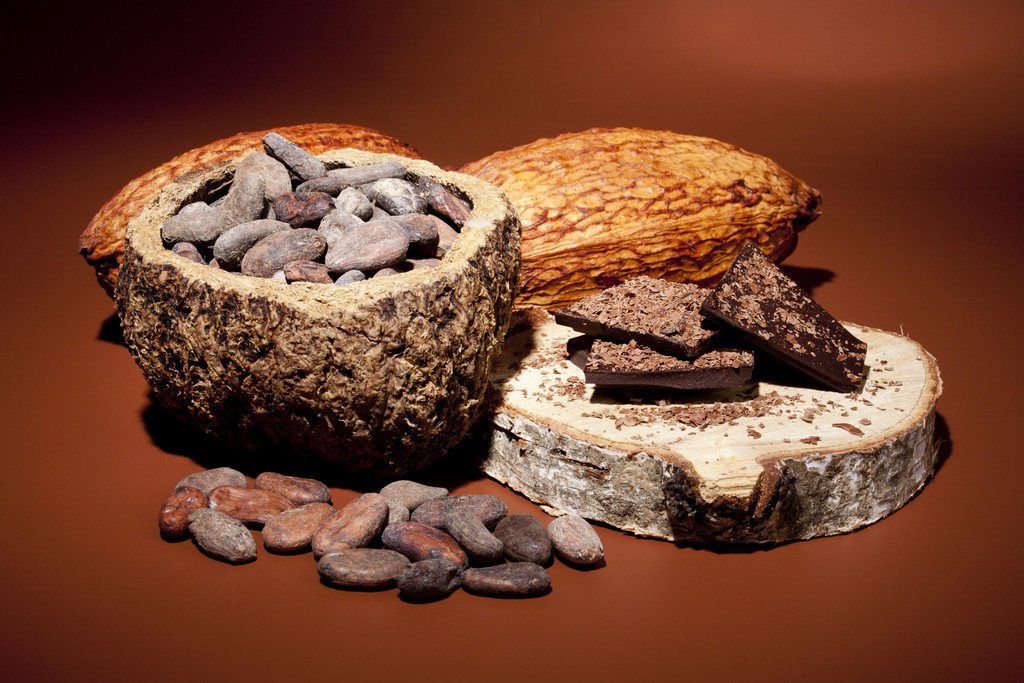 Kakaobohnen, Kakaofrucht und dunkle Schokolade - eine perfekte Mischung.