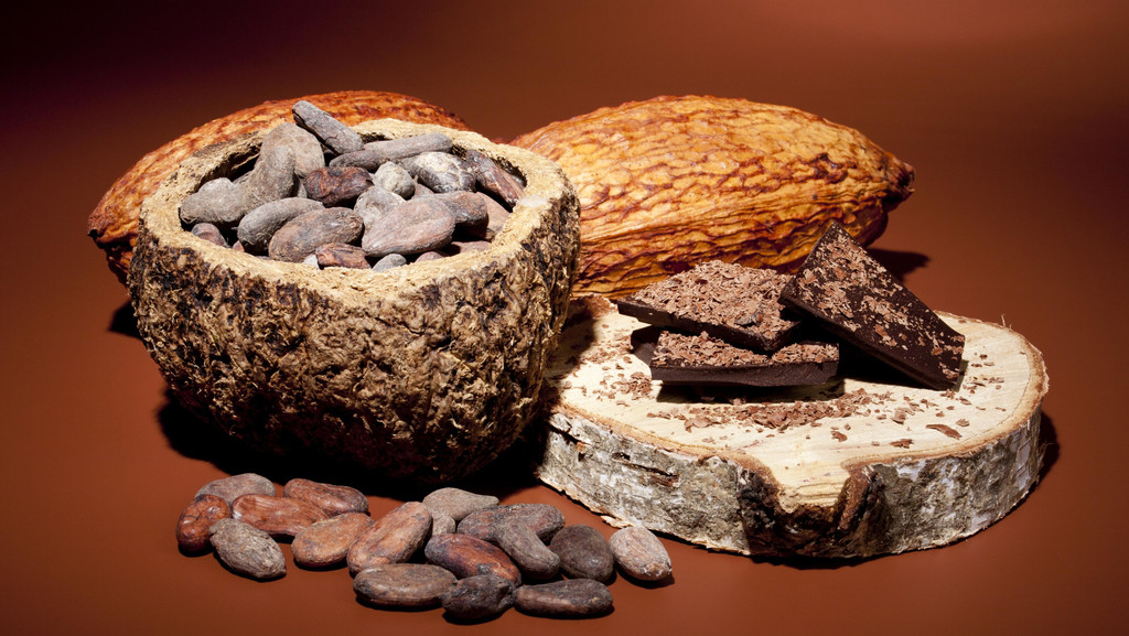 Kakaobohnen, Kakaofrucht und dunkle Schokolade - eine perfekte Mischung.