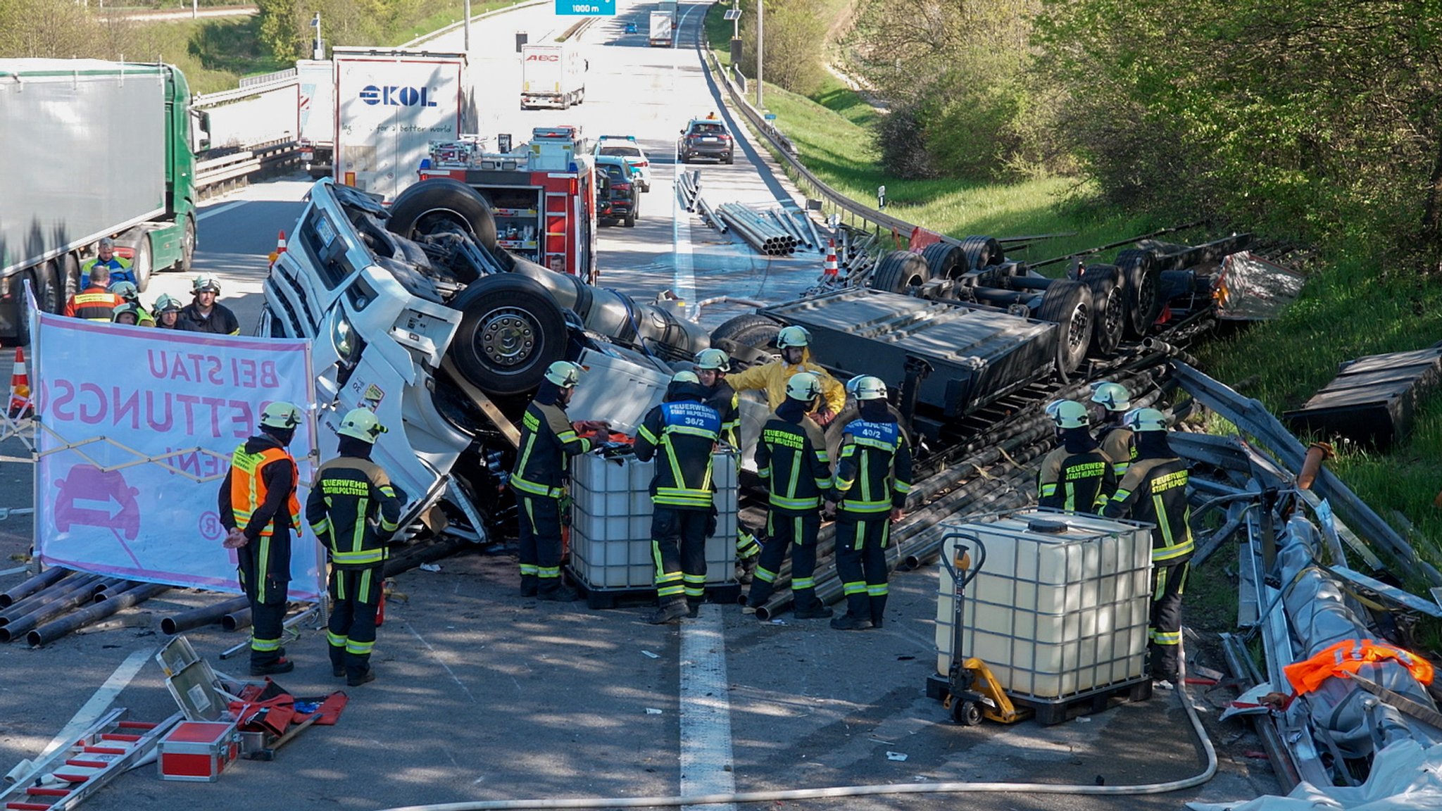 Unfallstelle auf der A9 bei Allersberg