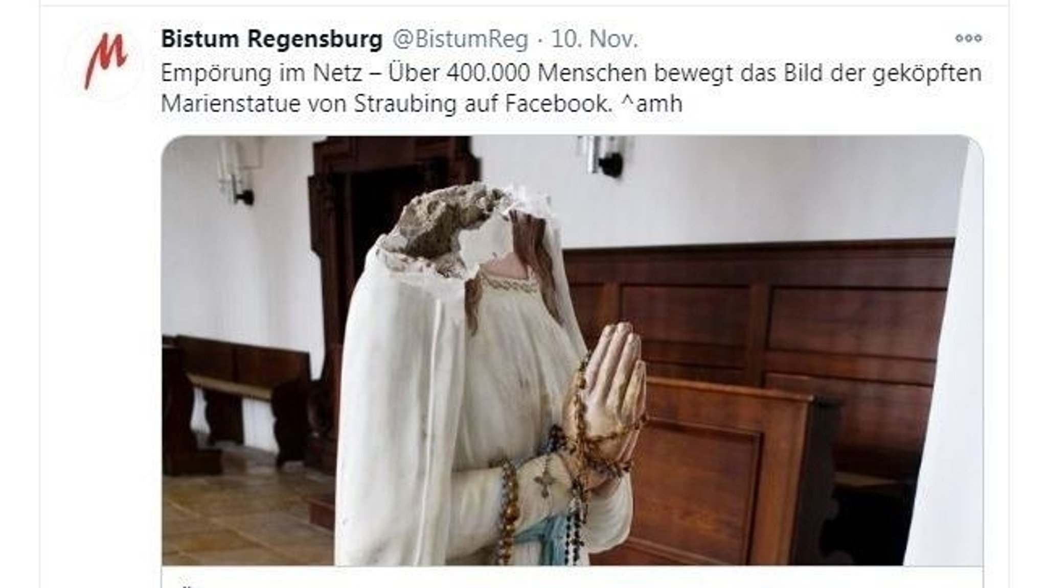 "Geköpfte Madonna von Straubing": Tatverdächtiger wieder frei