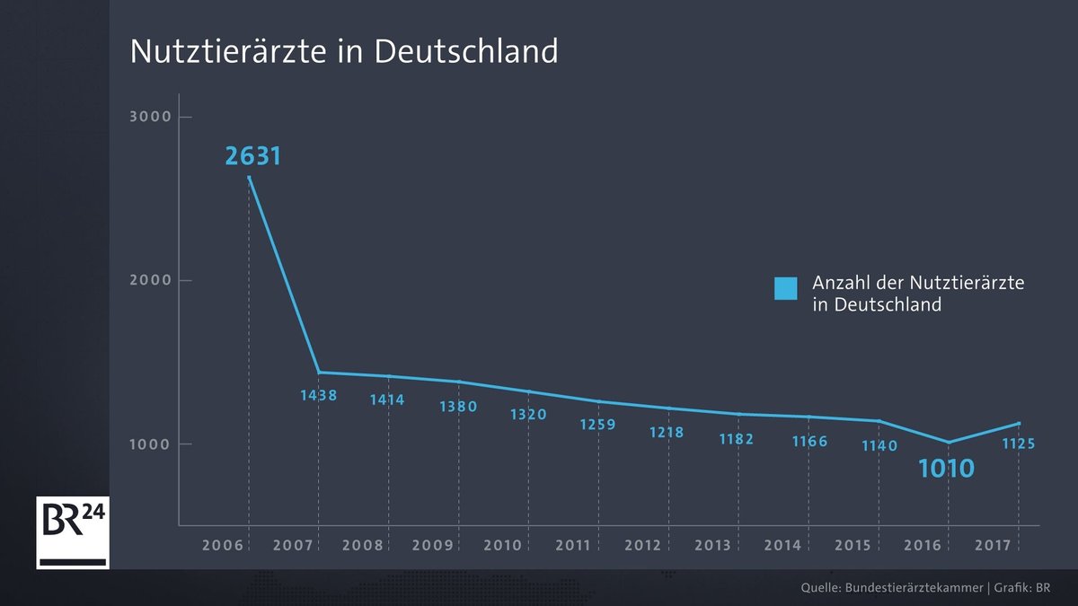 Entwicklung der Zahl von Nutztierärzten in Deutschland