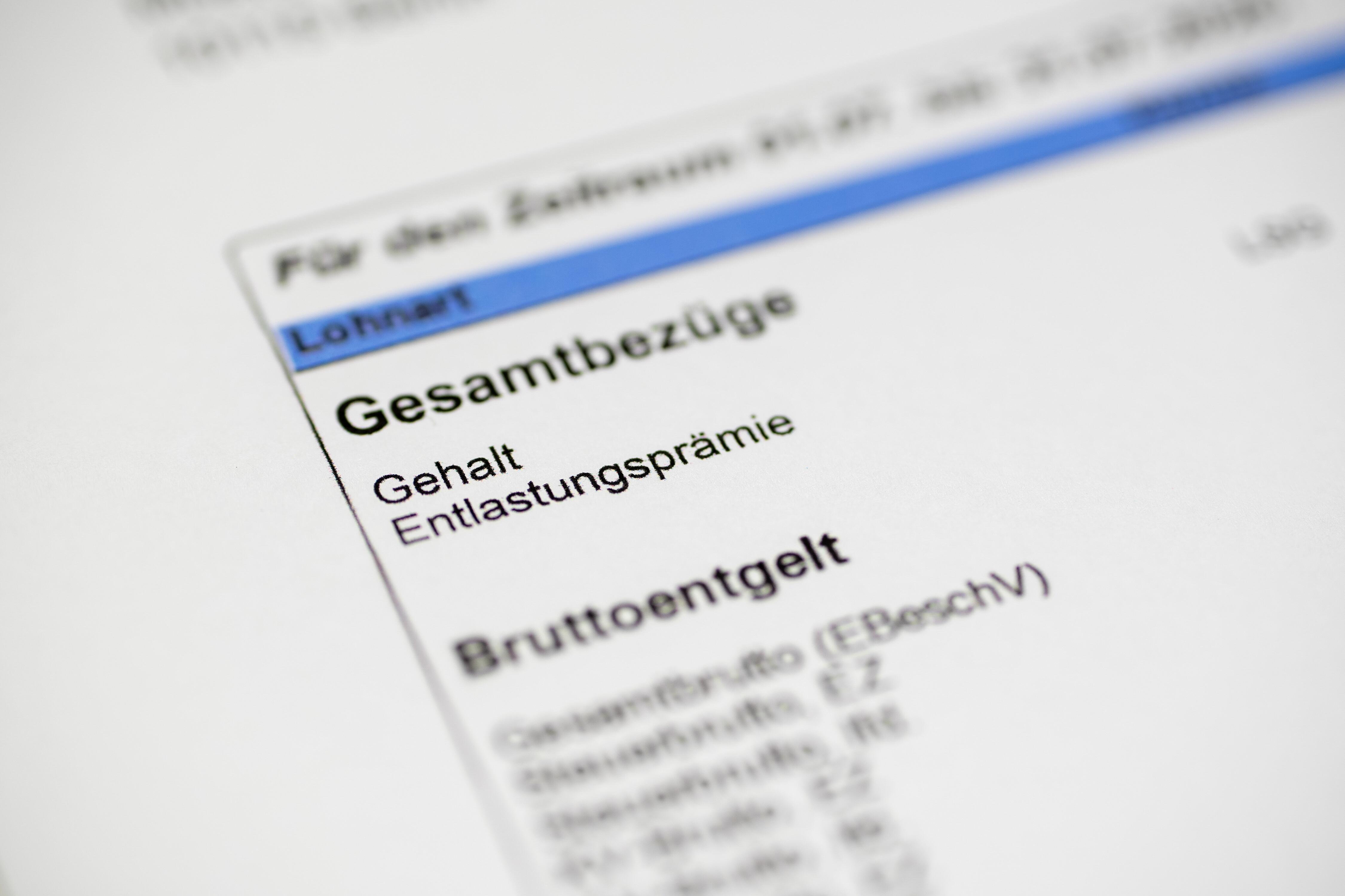 Entgeltabrechnung mit Entlastungsprämie (Symbolbild)
