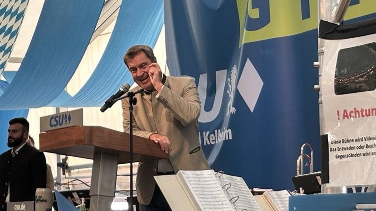 Bayerns Ministerpräsident und CSU-Chef Söder während seiner Rede.