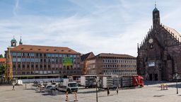 Vor dem 38. Deutschen Evangelischen Kirchentag beginnen die Aufbauarbeiten in Nürnberg. | Bild:dpa-Bildfunk/Daniel Karmann