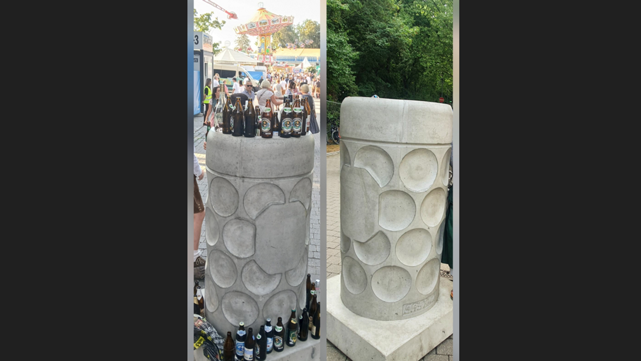 Sogenannte Beton-"Legosteine" sollen illegale Zufahrten zum Festplatz verhindern.