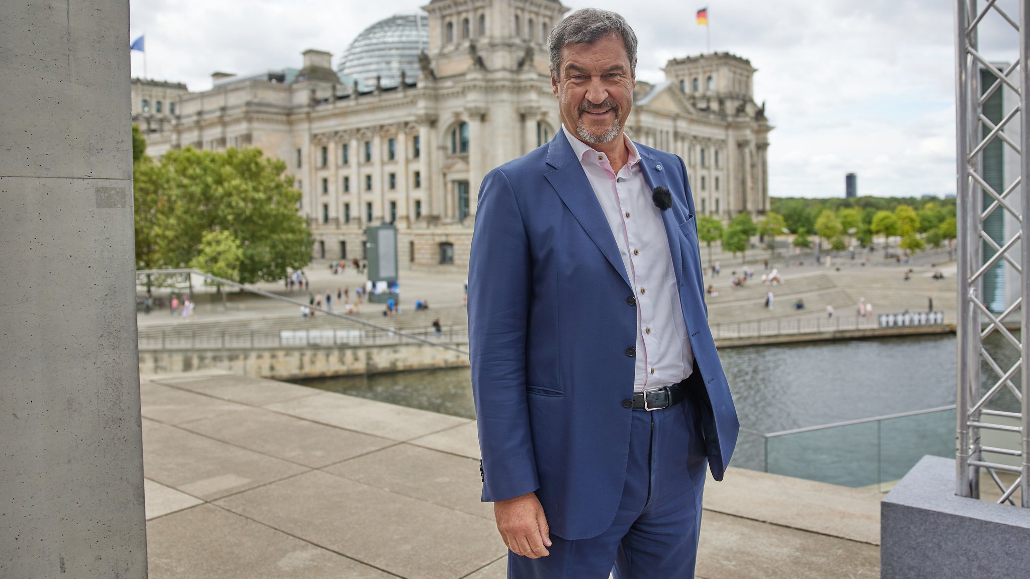 Söder am Rande des ARD-Sommerinterviews