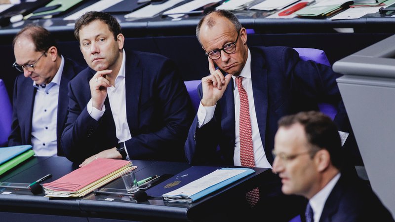 Kanzler, Vizekanzler und Unions-Fraktionschef vergangene Woche im Bundestag | Bild: picture alliance / photothek.de | Florian Gaertner Kanzler, Vizekanzler und Unions-Fraktionschef vergangene Woche im Bundestag