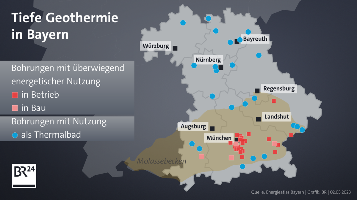 Karte "Tiefe Geothermie in Bayern"