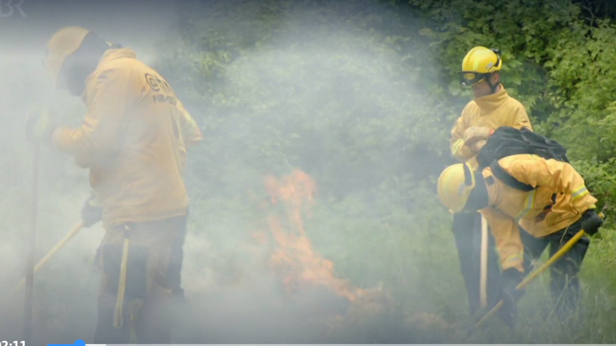 Freiwillige Feuerwehrleute bei der Arbeit. 