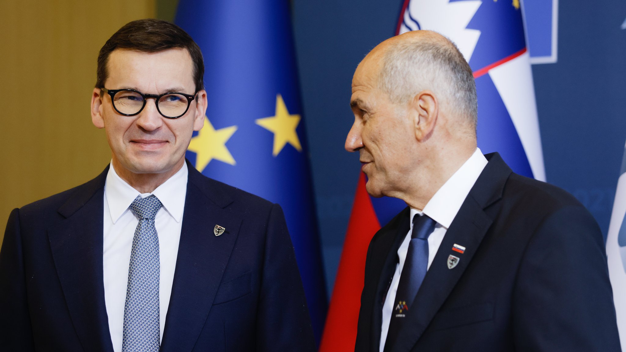 Polen Premierminister Mateusz Morawiecki und Sloweniens Premierminister  Janez Jansa