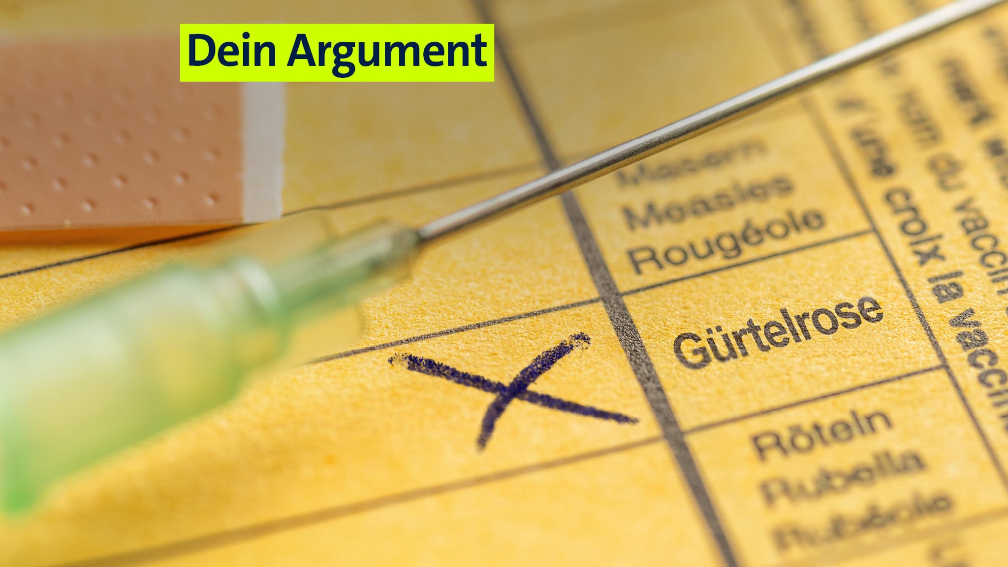 Ein Impfbuch mit einem Kreuz in der Zeile "Gürtelrose".