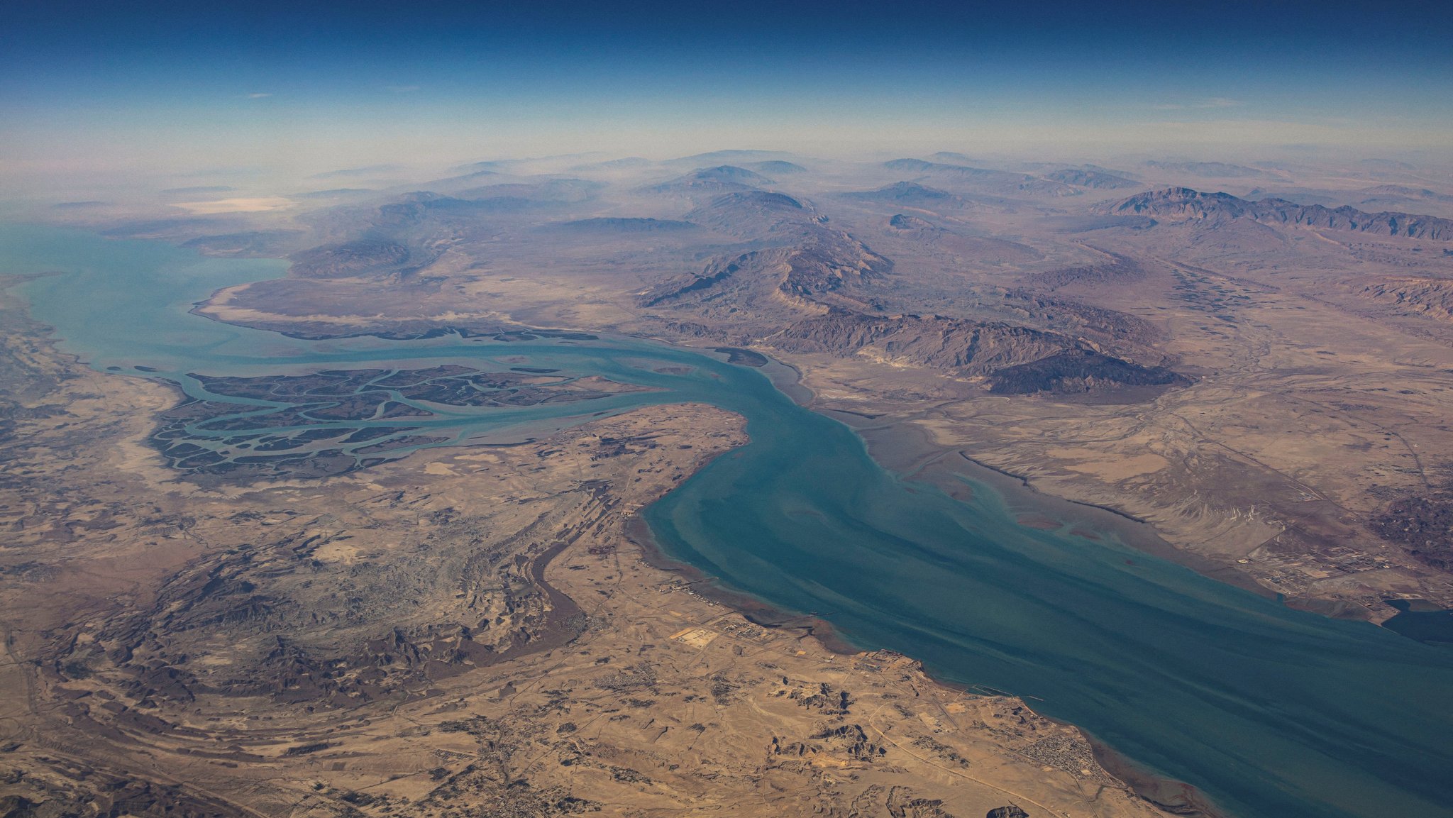 Luftaufnahme der Straße von Hormus 